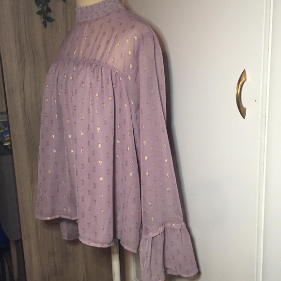 Sheer Purple Top with Bell Sleeves - Picture 2 of 5